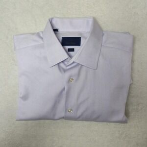 David Donahue Shirt Mens 15 34/35 Purple Slim Spread Collar Long Sleeve